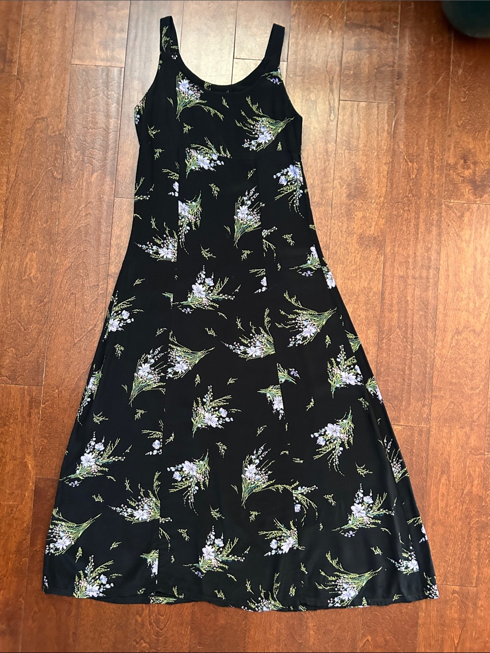 Vintage Compagnie Internationale Express Sleeveless Black Floral Dress, Size 1/2